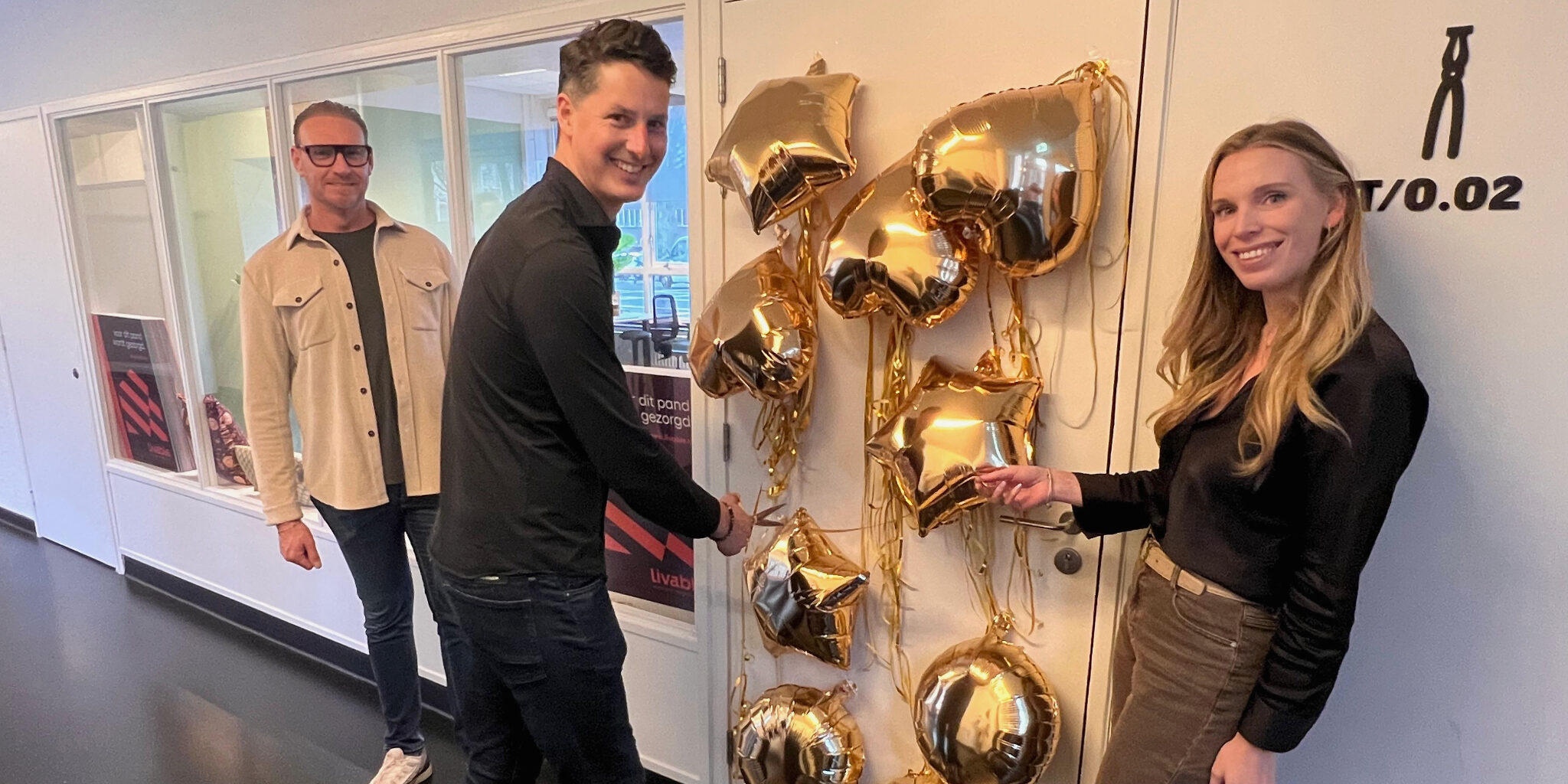 Lintje knippen bij het nieuwe kantoor van Livable met Bastiaan, Rico en Iris.